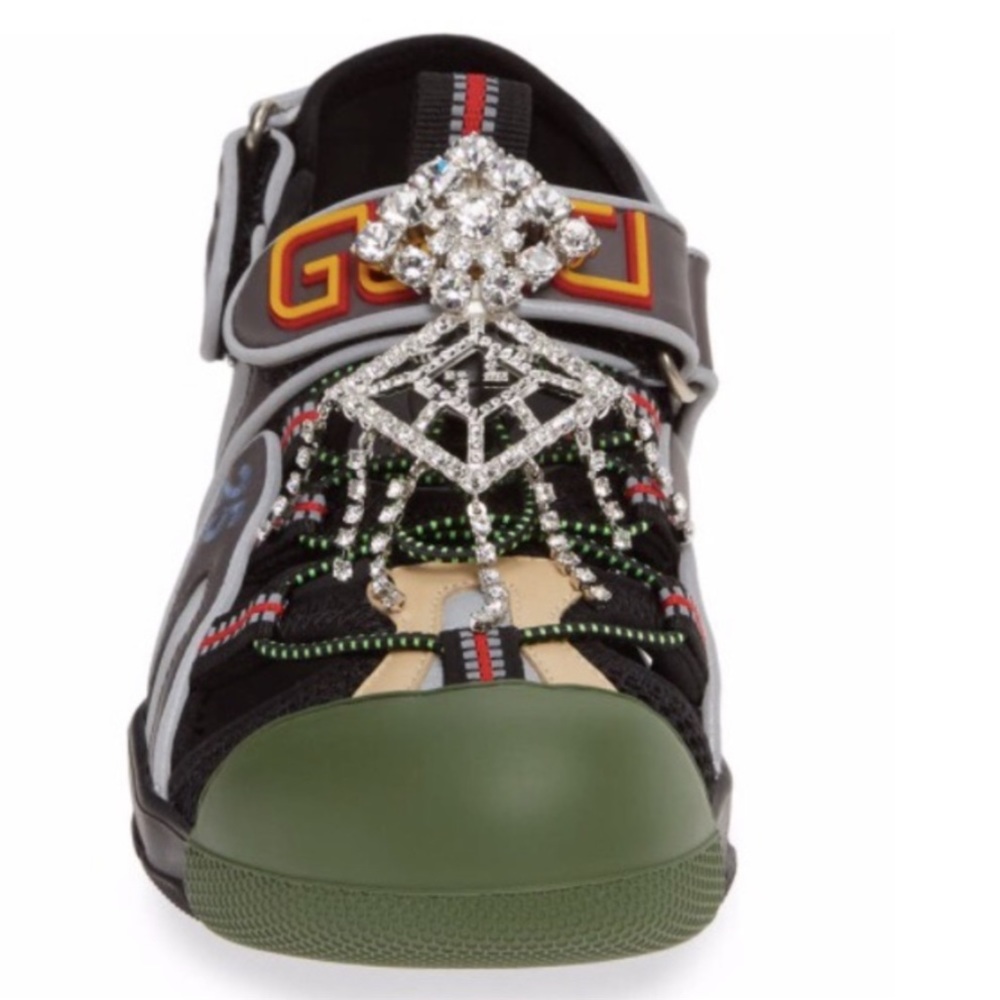 NEW Gucci Tinsel Sport Sandals with Crystal 38.5 fits 37.5/38